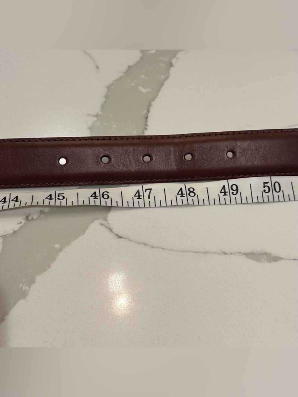 Jos A Bank Italian Leather Belt Brass Buckle Mens 46 Brown Professional Career - Picture 11 of 12